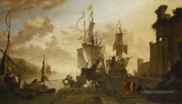 Navire de guerres dockscape Peinture à l'huile